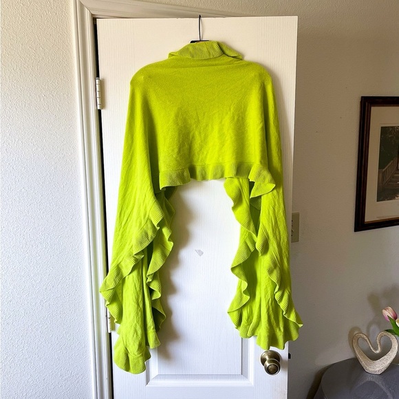 Lilly Pulitzer Cashmere Ruffle Wrap Spring Winter Scarf Shawl Lime Green OS EUC - Picture 6 of 7